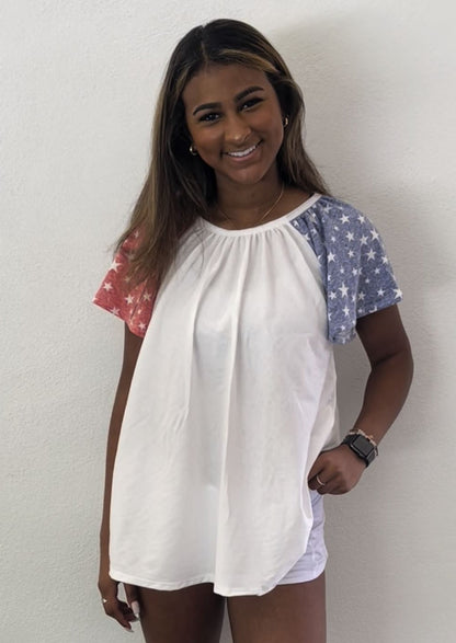 Color Block Star Flared Sleeves Baby Doll Top