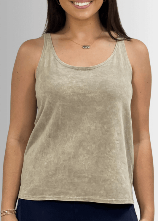 Twenty Four Seven Cotton Tank in Stone
