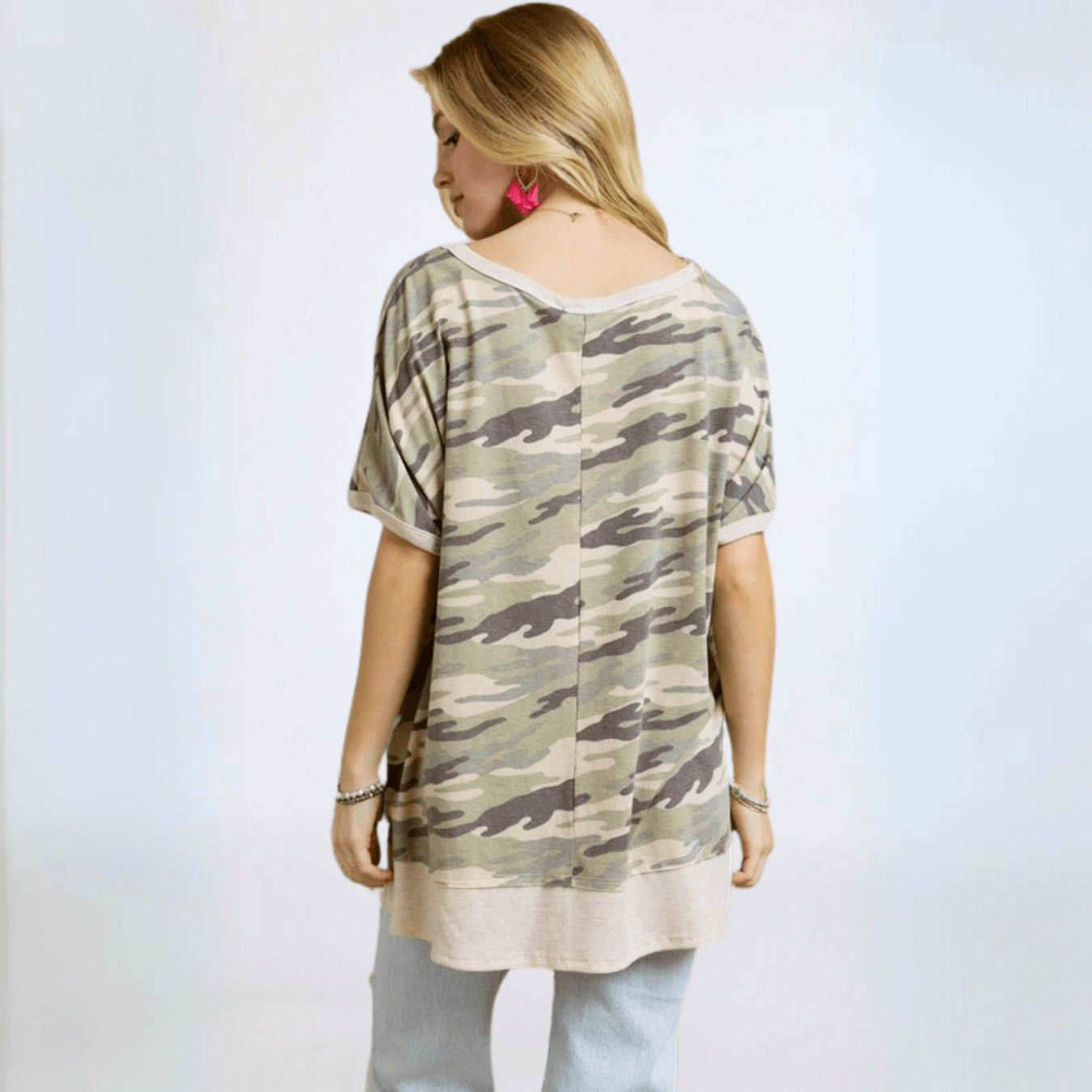 Cute Camo V-Neck Top Made in USA