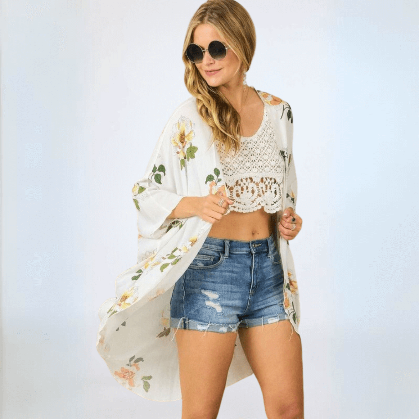 Cocoon Floral Kimono Cardigan Made in USA