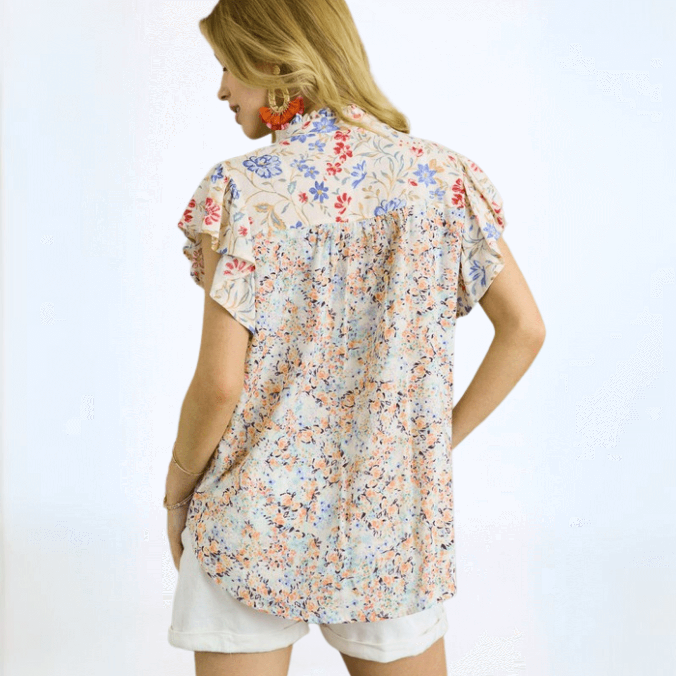 Pretty Prints Cotton Blend Top Made in USA