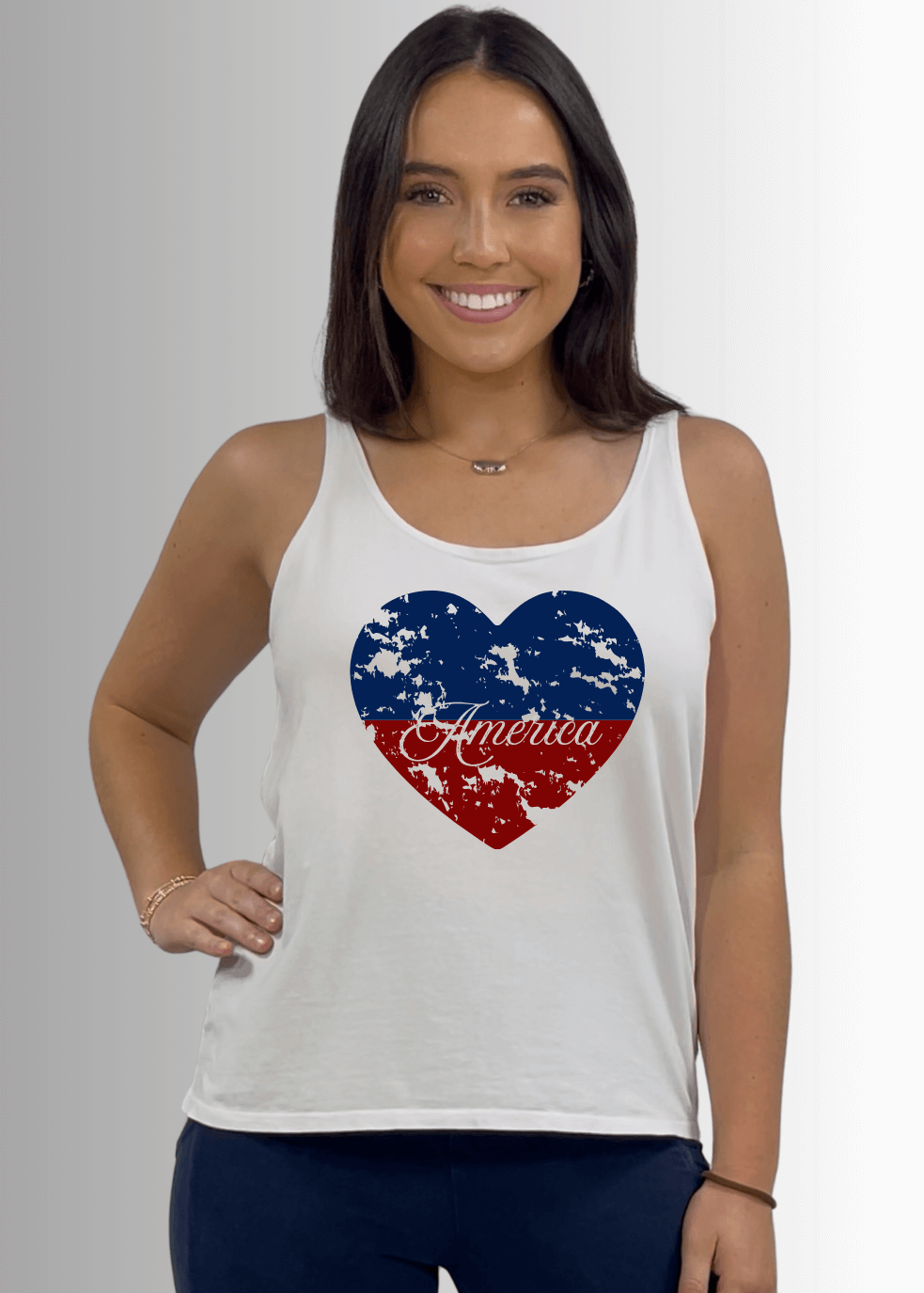 America Heart Graphic Premium Cotton Tank