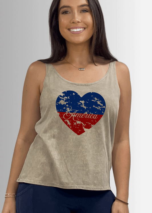 America Heart Graphic Premium Cotton Tank