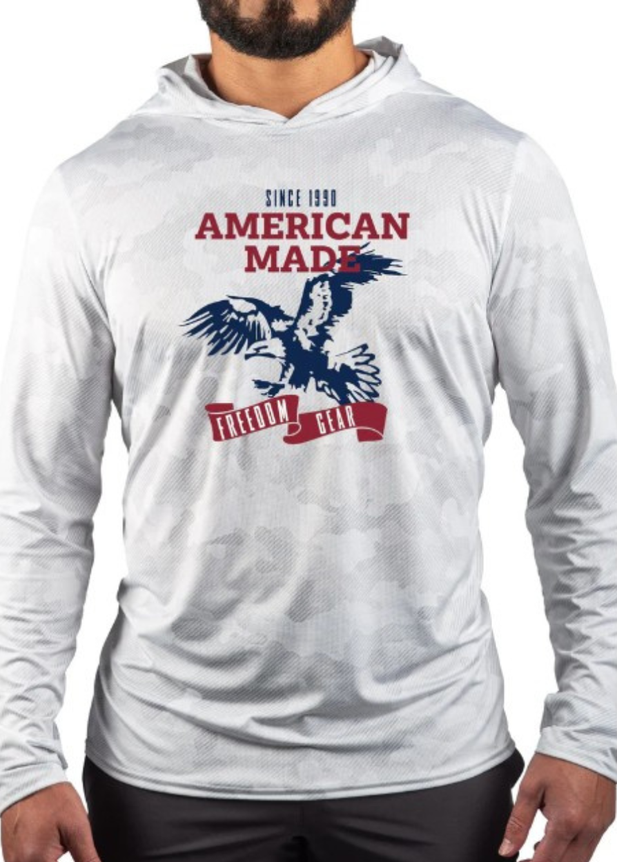 American Made Performance Mesh White Out Sun Hoodie