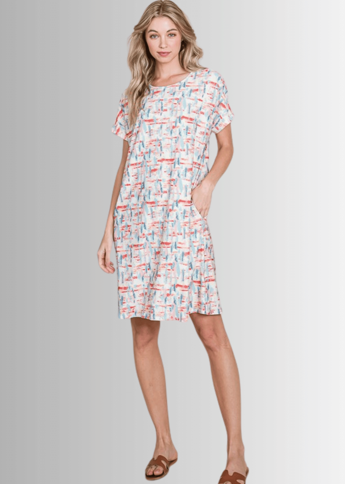 Summer Abstract Print Shirt Dress