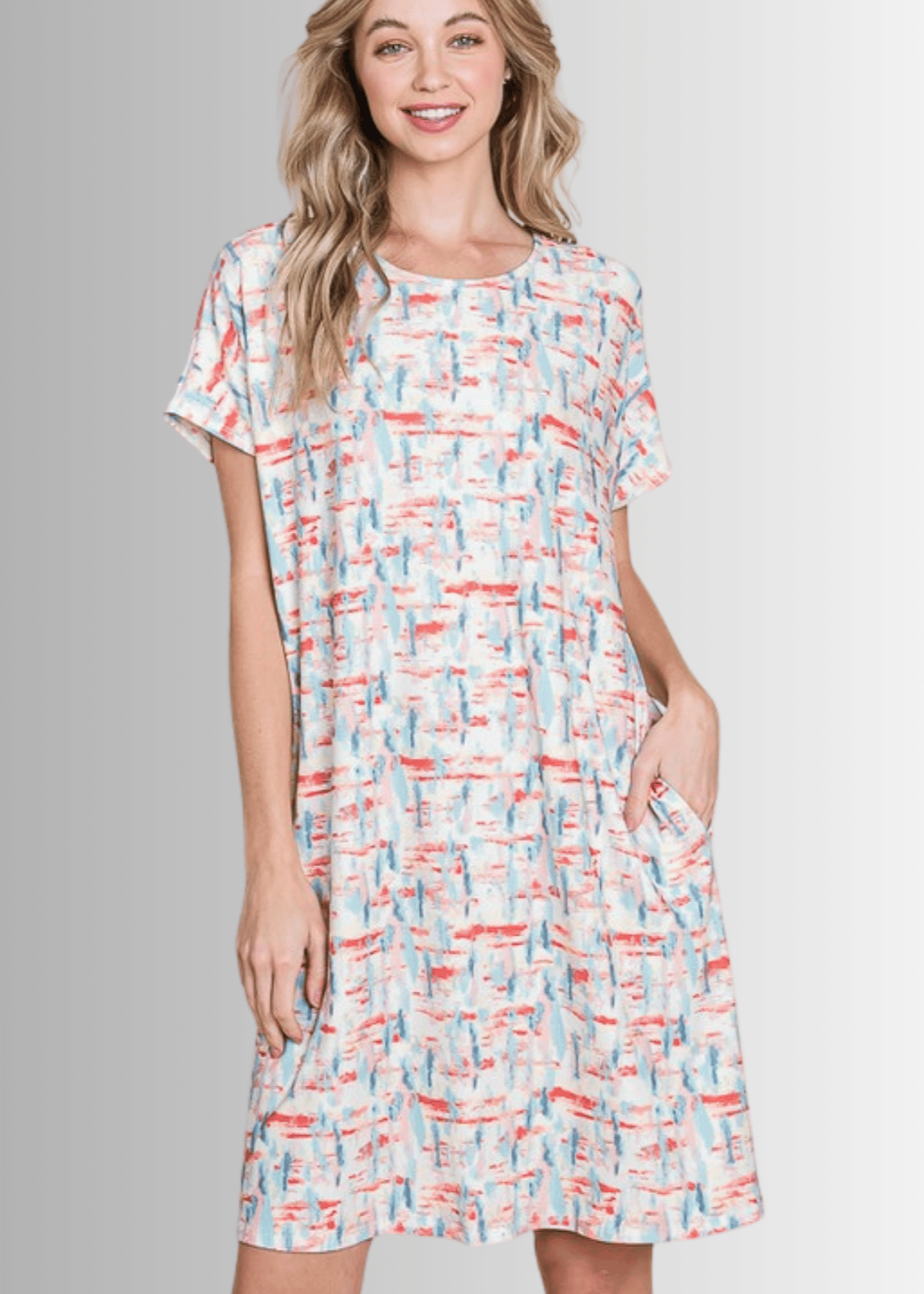 Summer Abstract Print Shirt Dress