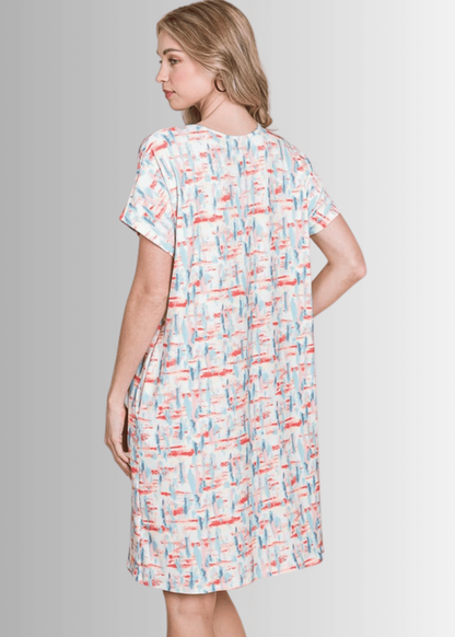 Summer Abstract Print Shirt Dress