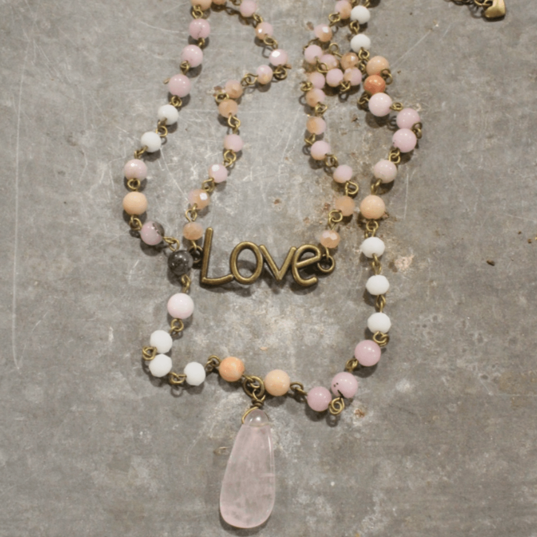 Alaia Bohemian Layered Blush Stone & Crystal Necklace