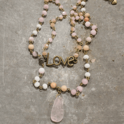 Alaia Bohemian Layered Blush Stone & Crystal Necklace