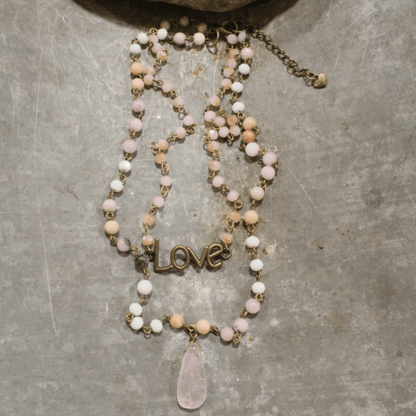 Alaia Bohemian Layered Blush Stone & Crystal Necklace
