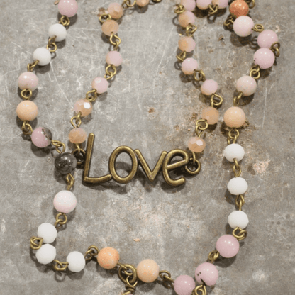 Alaia Bohemian Layered Blush Stone & Crystal Necklace