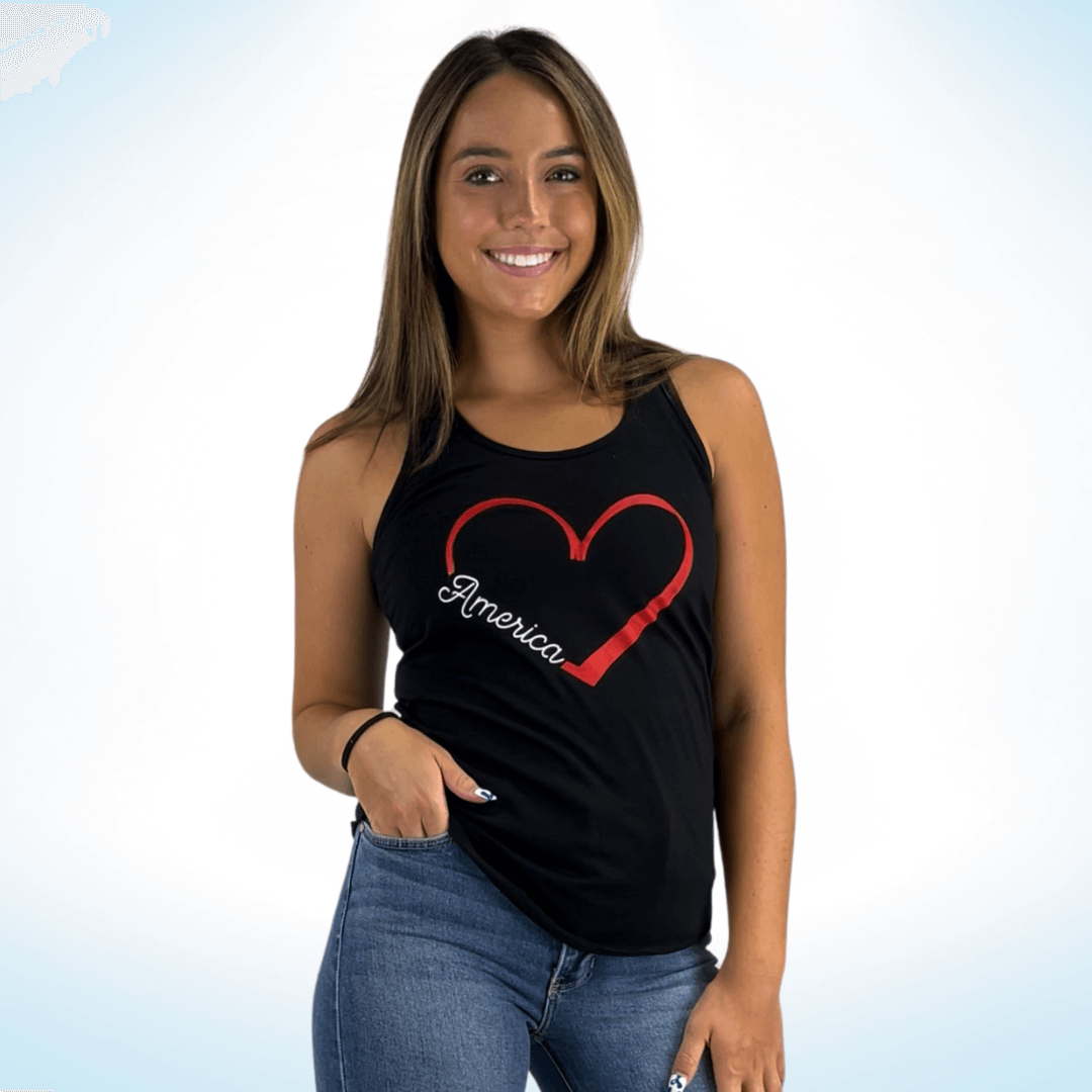 America Heart Graphic Tank Top Made in USA