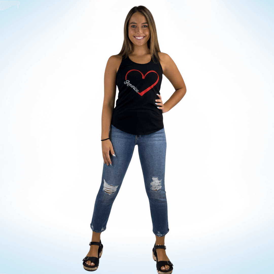 America Heart Graphic Tank Top Made in USA