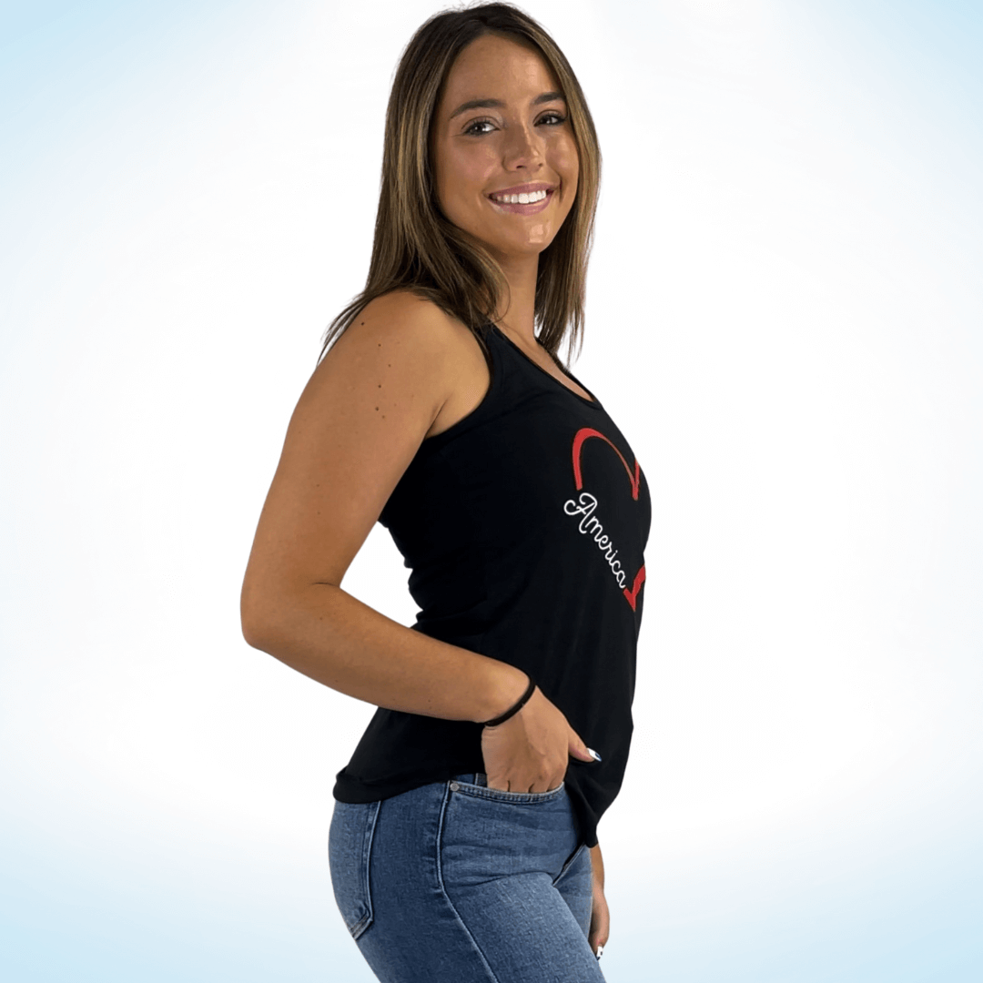 America Heart Graphic Tank Top Made in USA