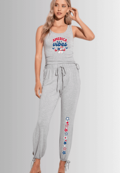 Cool Cat America Vibes Tank and Jogger 2 Piece Set