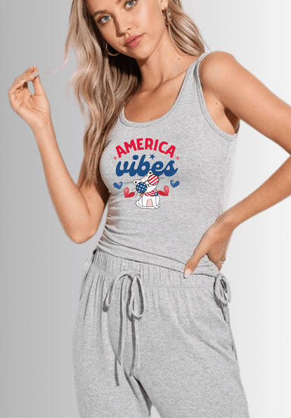 Cool Cat America Vibes Tank and Jogger 2 Piece Set