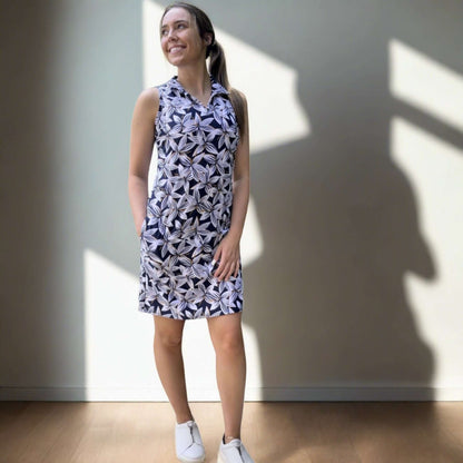 Avalon Placket Dress in Hibiscus Print Made in USA