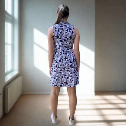 Avalon Placket Dress in Hibiscus Print Made in USA