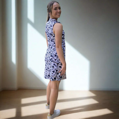 Avalon Placket Dress in Hibiscus Print Made in USA