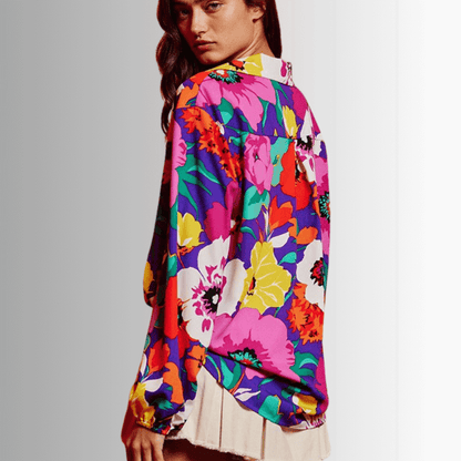 Colorful Floral Button Down Blouse Made in USA