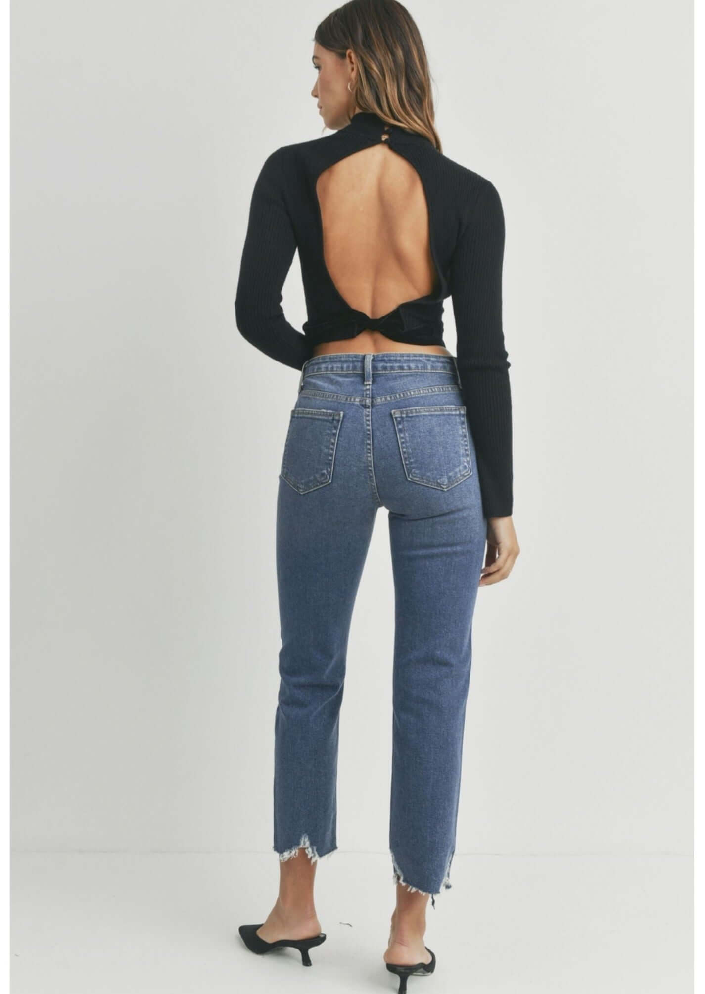 Distressed Cropped Trendy Denim Jeans Made in USA