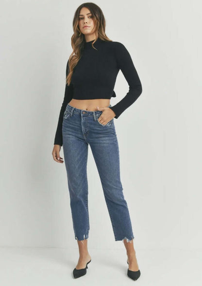Distressed Cropped Trendy Denim Jeans Made in USA