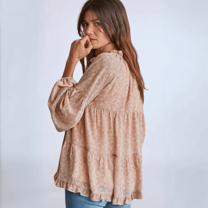 Elva Floral Ruffled Blouse Made in USA