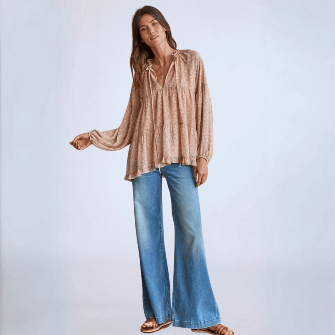 Elva Floral Ruffled Blouse Made in USA