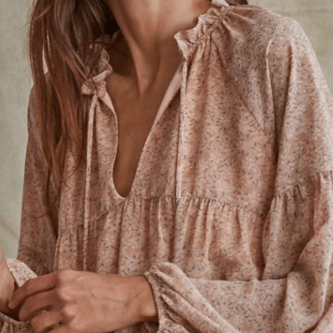 Elva Floral Ruffled Blouse Made in USA