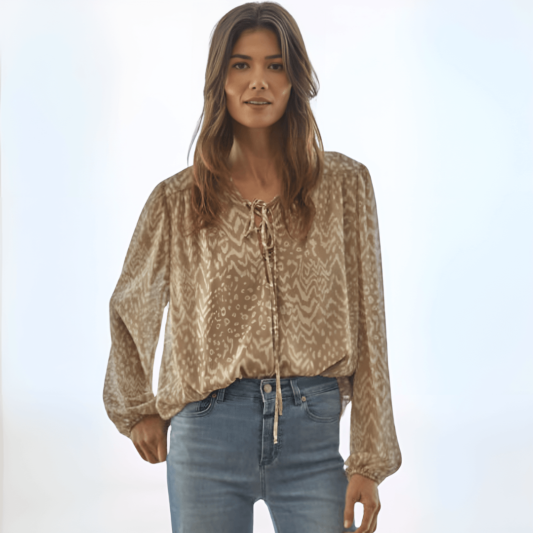 Emilia Tie Neck Top Made in USA