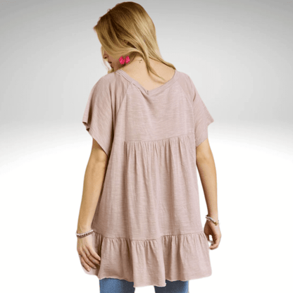 Tiered Cotton Blend Tunic Made in USA