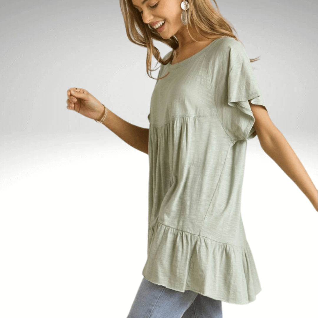 Tiered Cotton Blend Tunic Made in USA