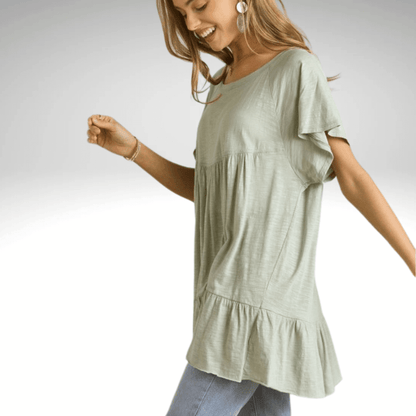 Tiered Cotton Blend Tunic Made in USA