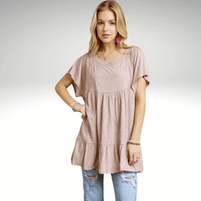 Tiered Cotton Blend Tunic Made in USA