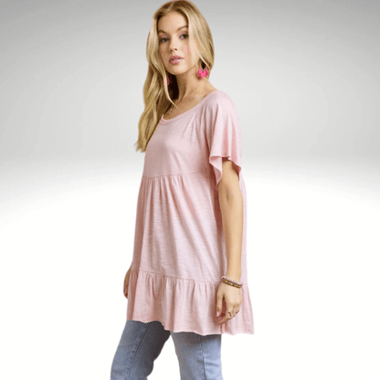 Tiered Cotton Blend Tunic Made in USA