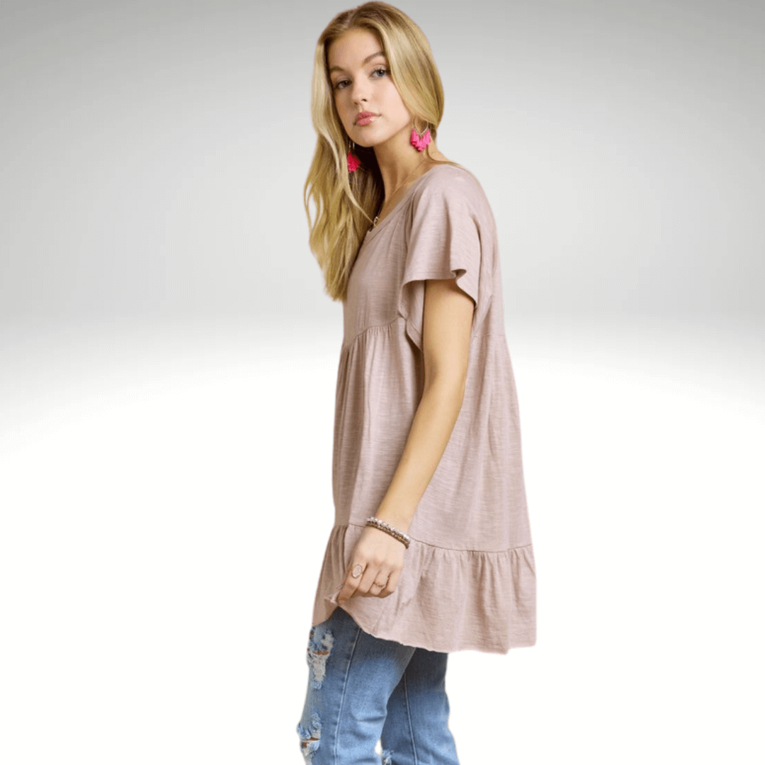 Tiered Cotton Blend Tunic Made in USA