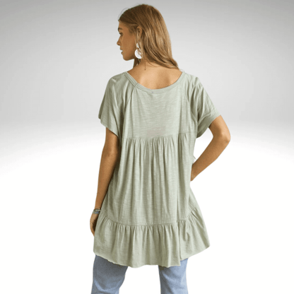 Tiered Cotton Blend Tunic Made in USA