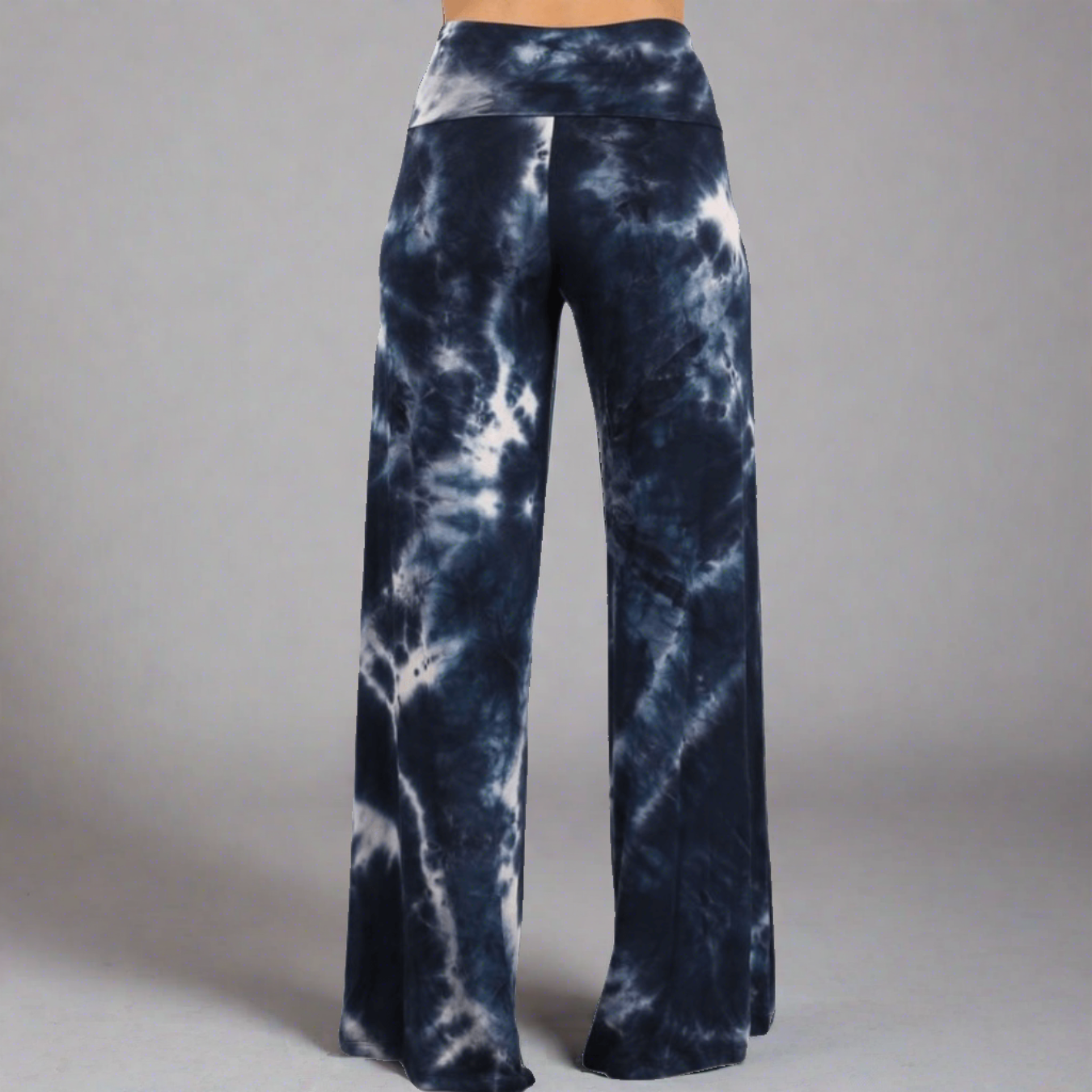 Beach and Lounge Navy Tie Dye Palazzo Pants Made in USA