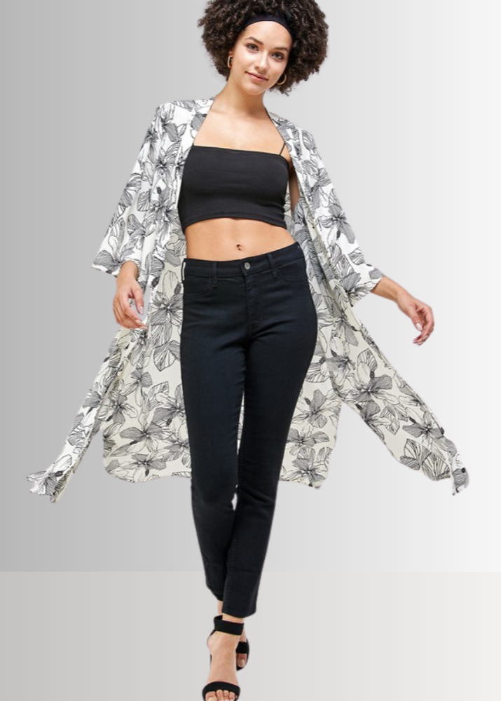 Mira Open Front Floral Kimono