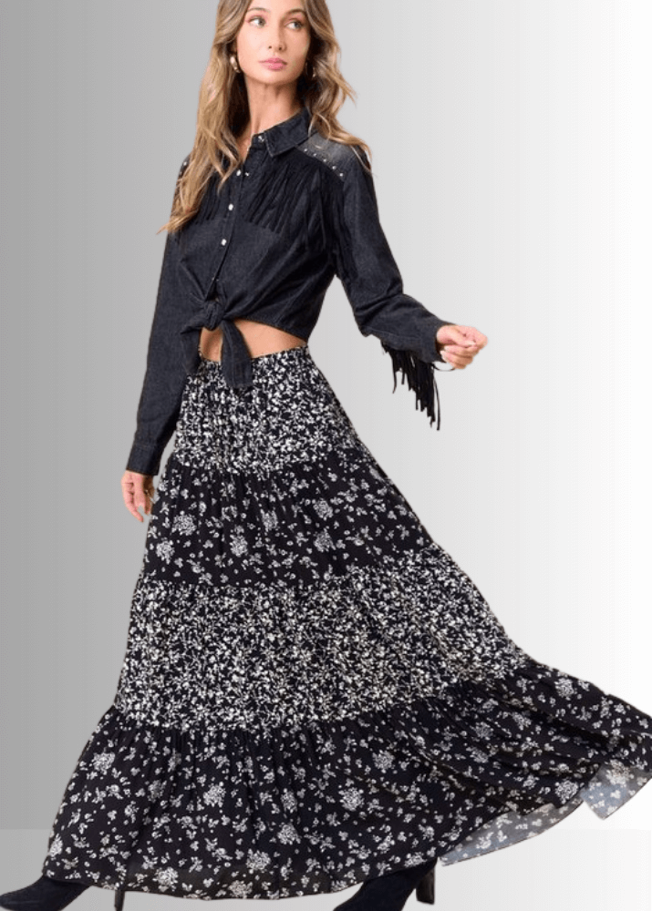Claire Floral Tiered Maxi Skirt