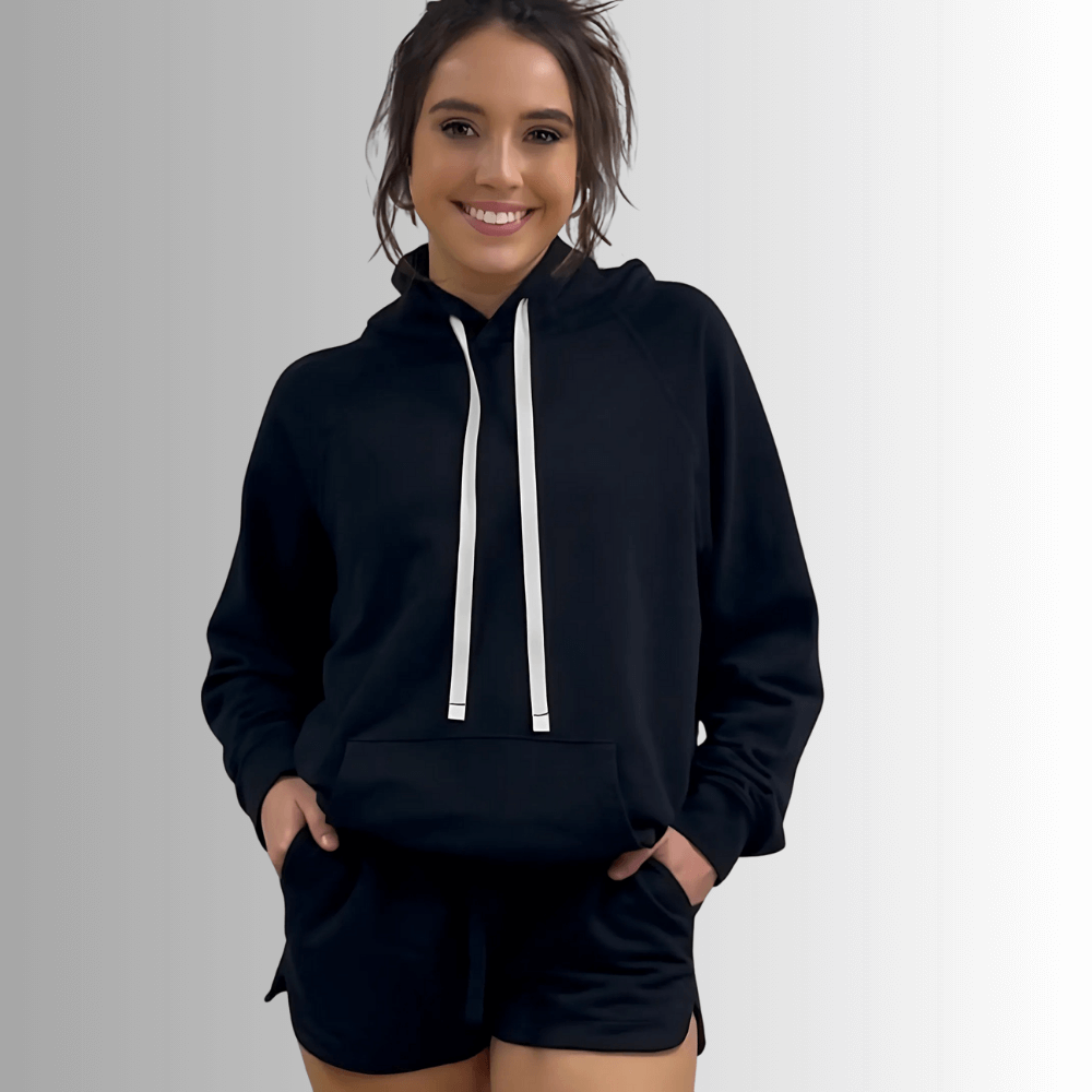 Celeste French Terry Hoodie in Black Made in USA