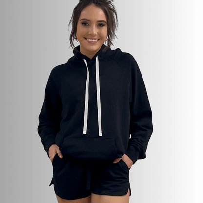Celeste French Terry Hoodie in Black Made in USA
