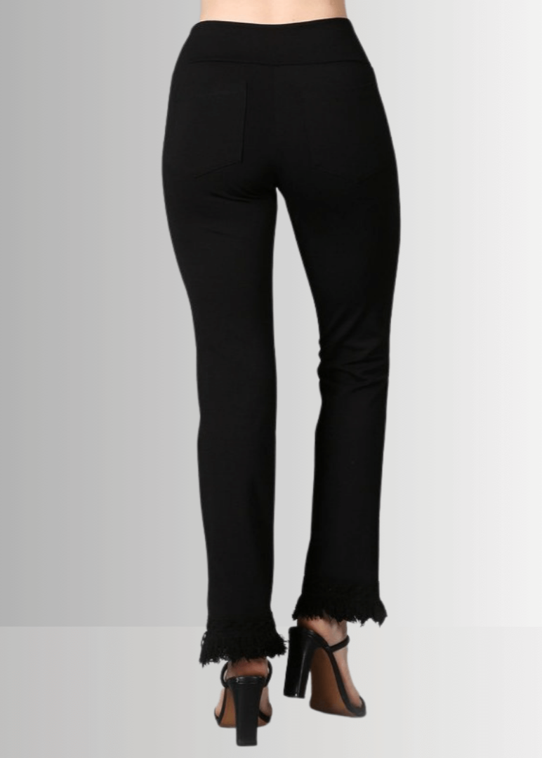 Black Plus Size Crochet Fringe Hem Pants