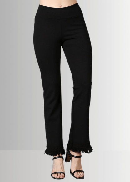 Black Plus Size Crochet Fringe Hem Pants