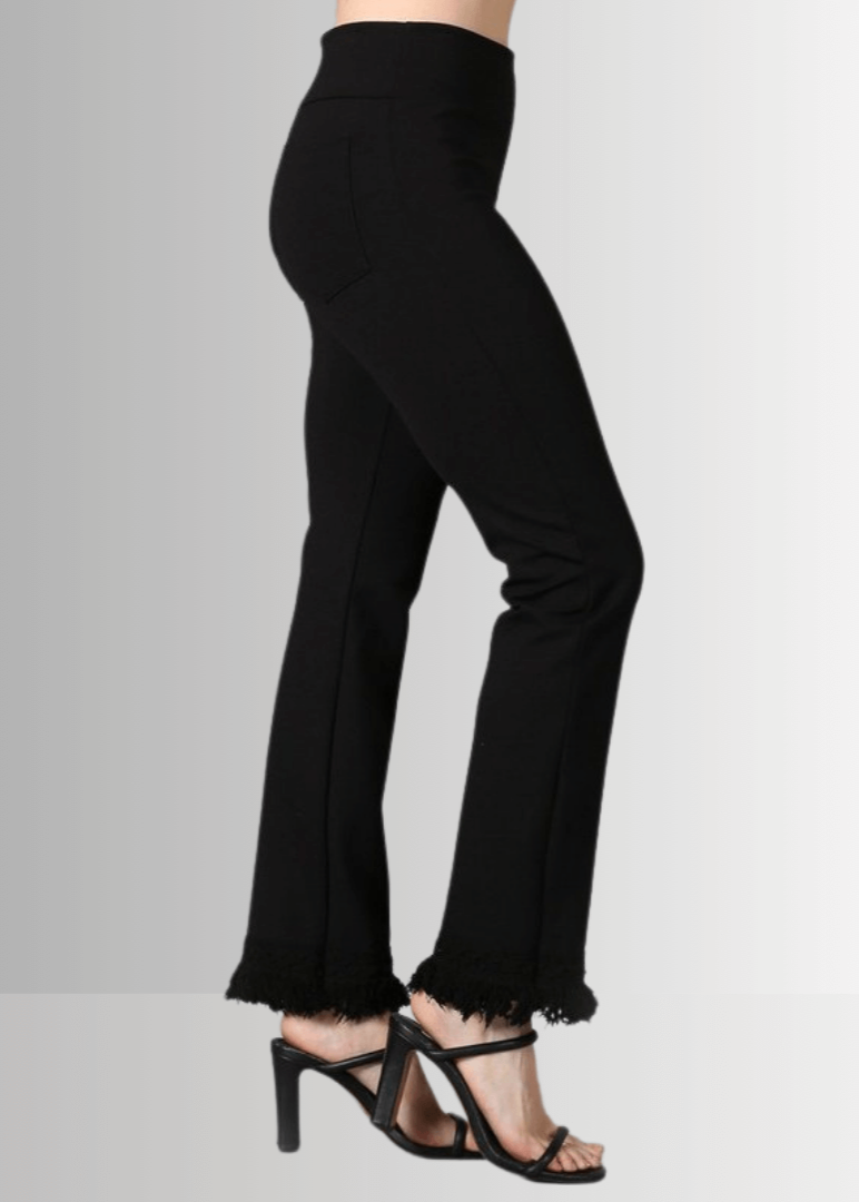 Black Plus Size Crochet Fringe Hem Pants