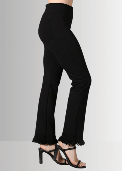 Black Plus Size Crochet Fringe Hem Pants