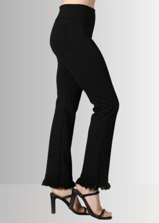 Black Plus Size Crochet Fringe Hem Pants