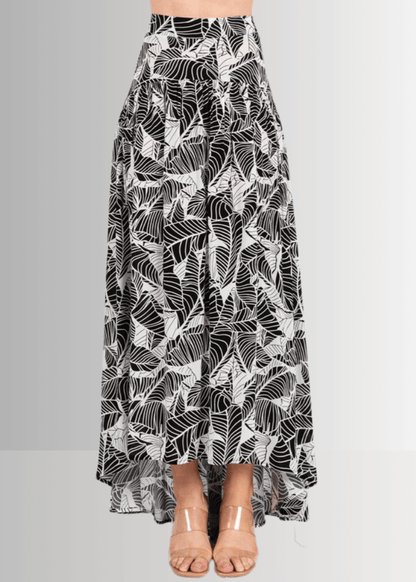 Devyn Tropical Flowy High Low Maxi Skirt