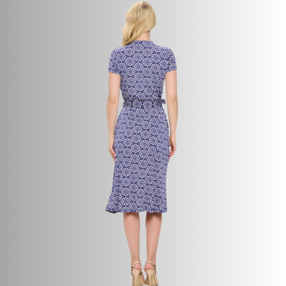 A Feminine Touch Navy Floral Jersey Wrap Dress