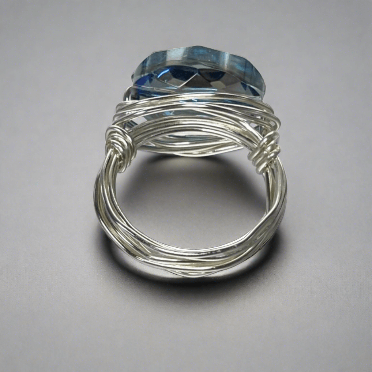 Blue Oval Crystal Ring Hand Crafted in USA
